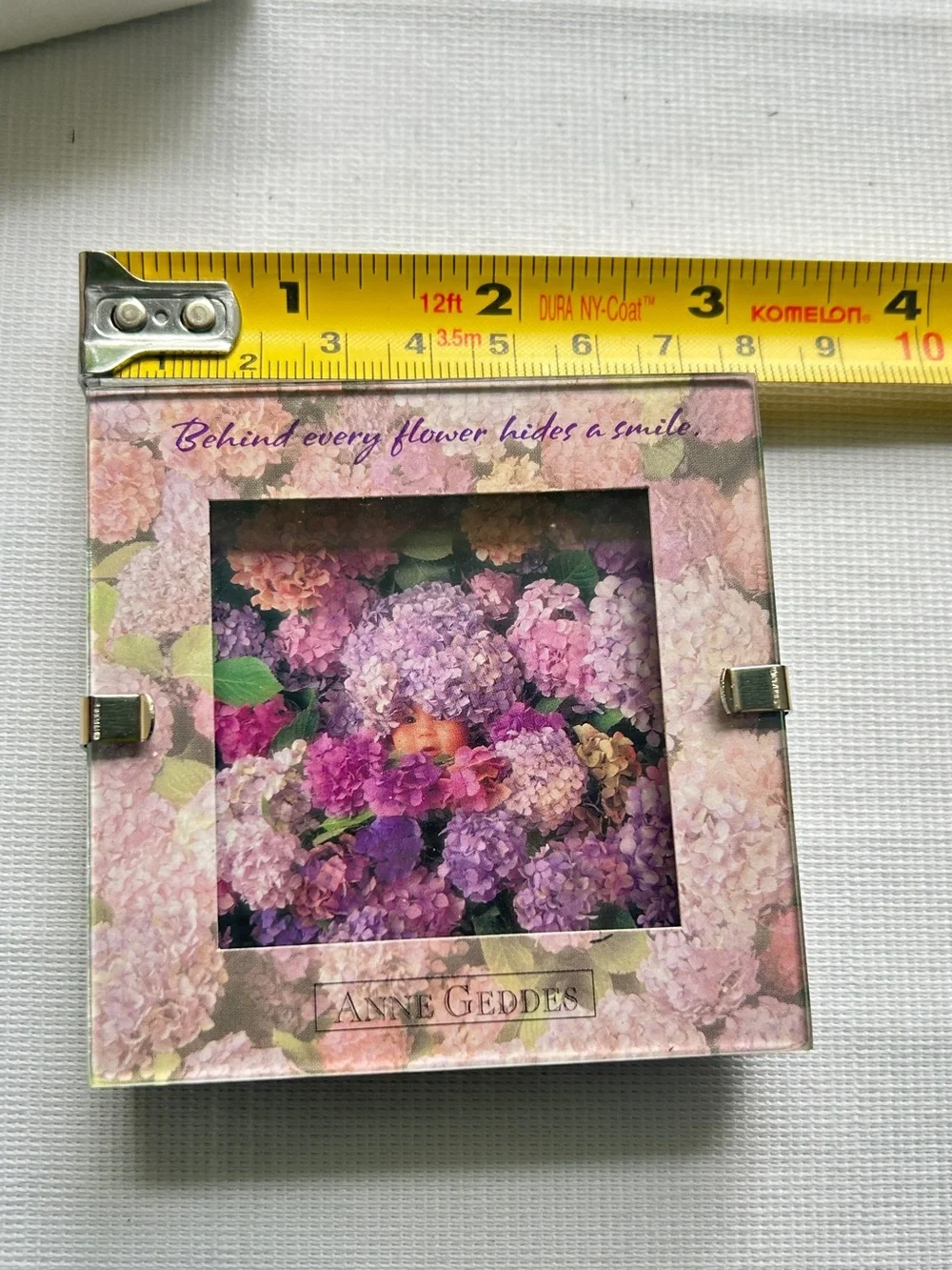 Hallmark Anne Geddes Glass Gallery Photo Frame Purple Lilacs 3” 1998 New In Box